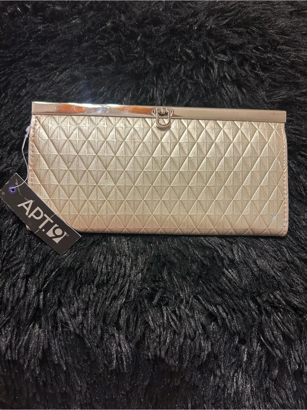 Apt. 9 Champagne Quilted Frame Wallet | Metallic Clutch Style Wallet